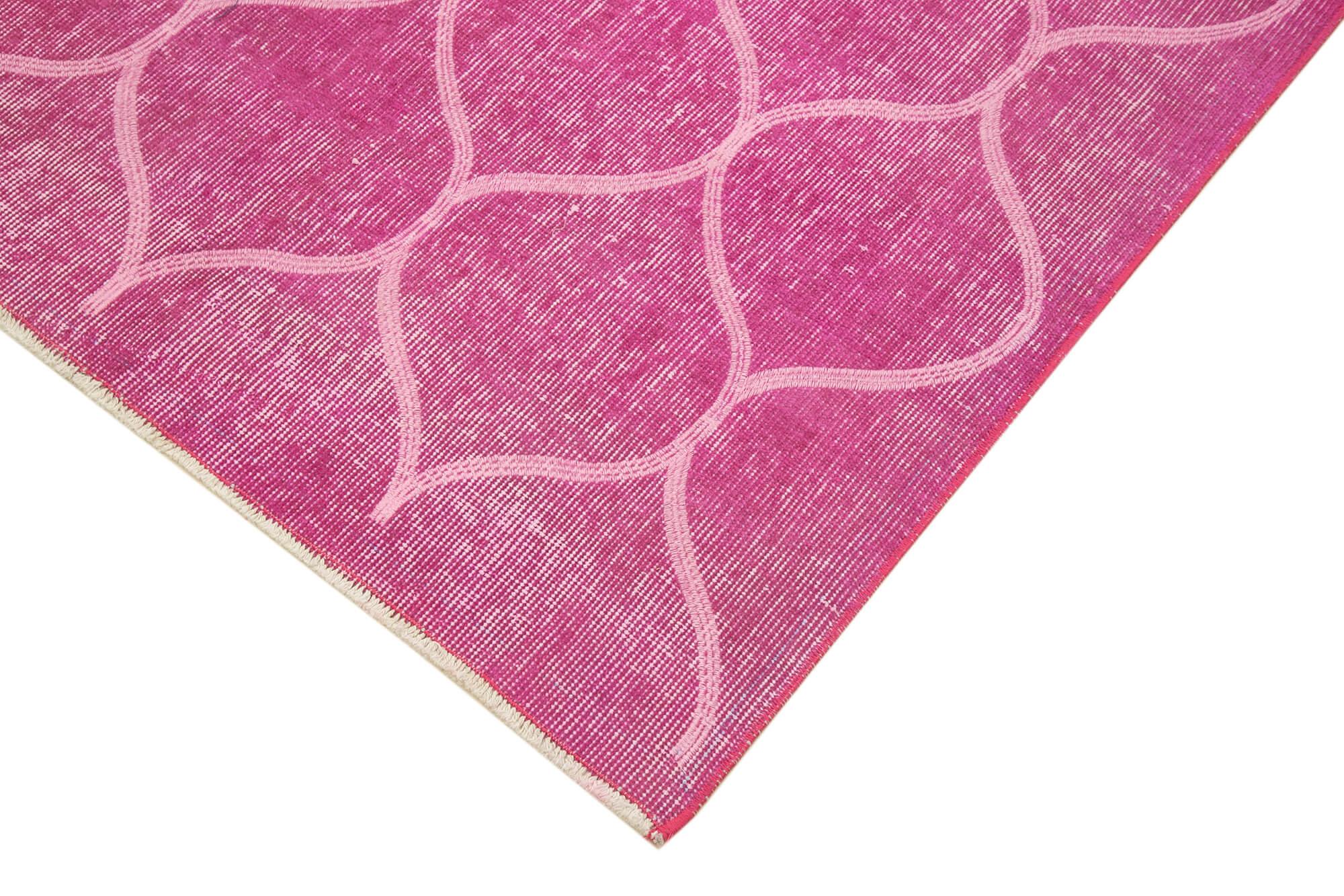 Geometric Carpet Pembe Geometrik Pamuk Yün El Dokuma Halısı 112x194 Agacan