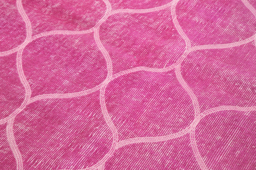 Geometric Carpet Pembe Geometrik Pamuk Yün El Dokuma Halısı 112x194 Agacan