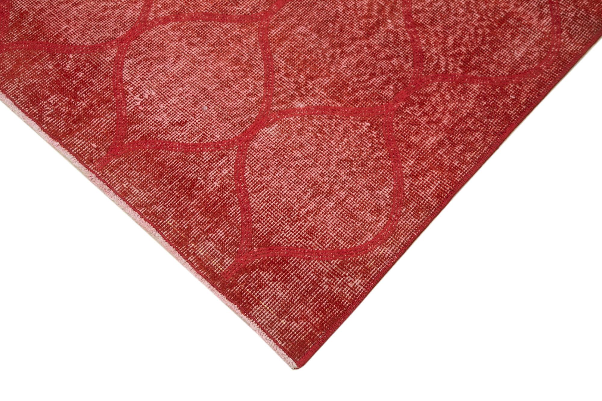 Geometric Carpet Kırmızı Geometrik Pamuk Yün El Dokuma Halısı 111x203 Agacan
