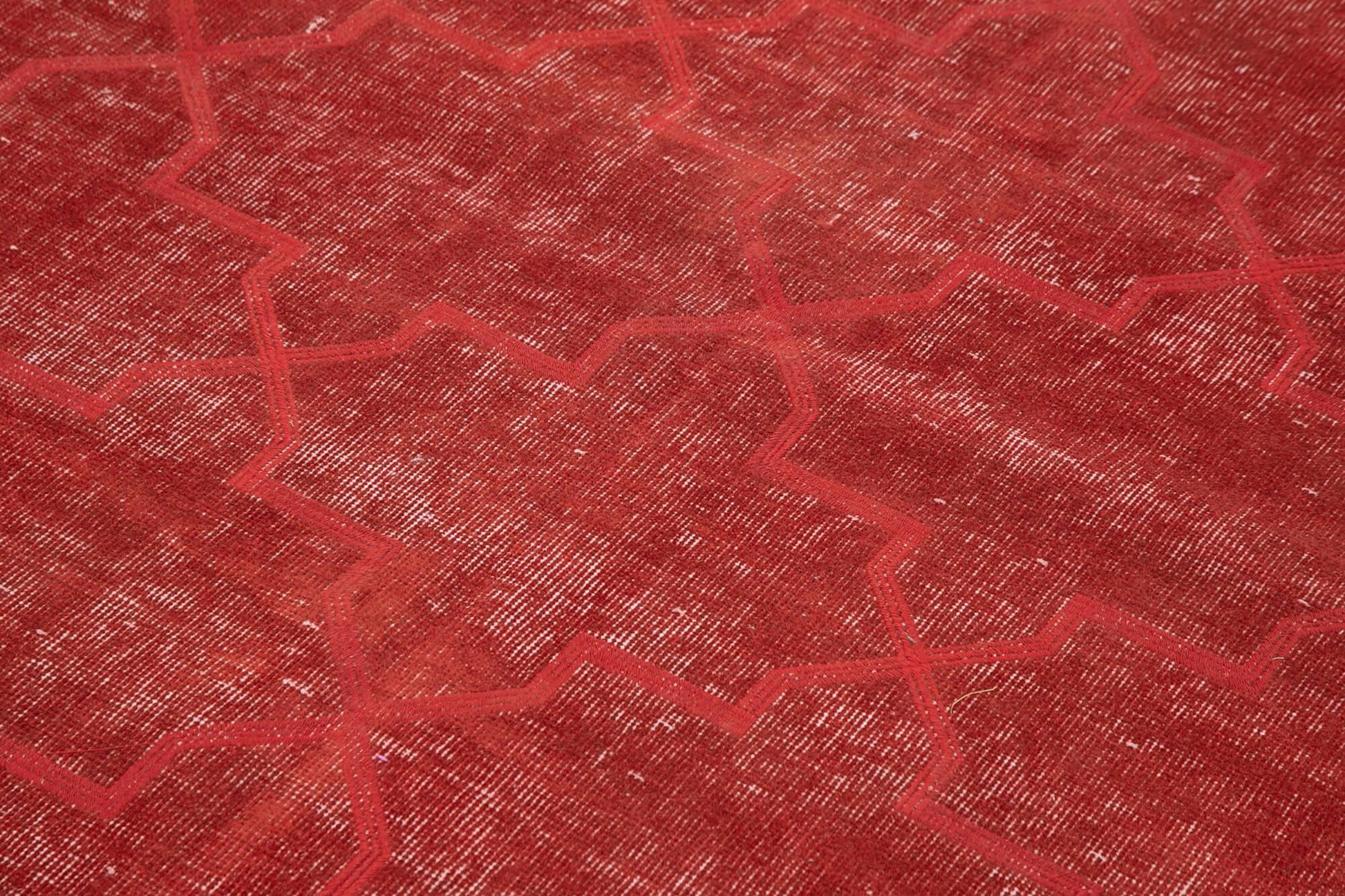 Geometric Carpet Kırmızı Geometrik Pamuk Yün El Dokuma Halısı 136x237 Agacan