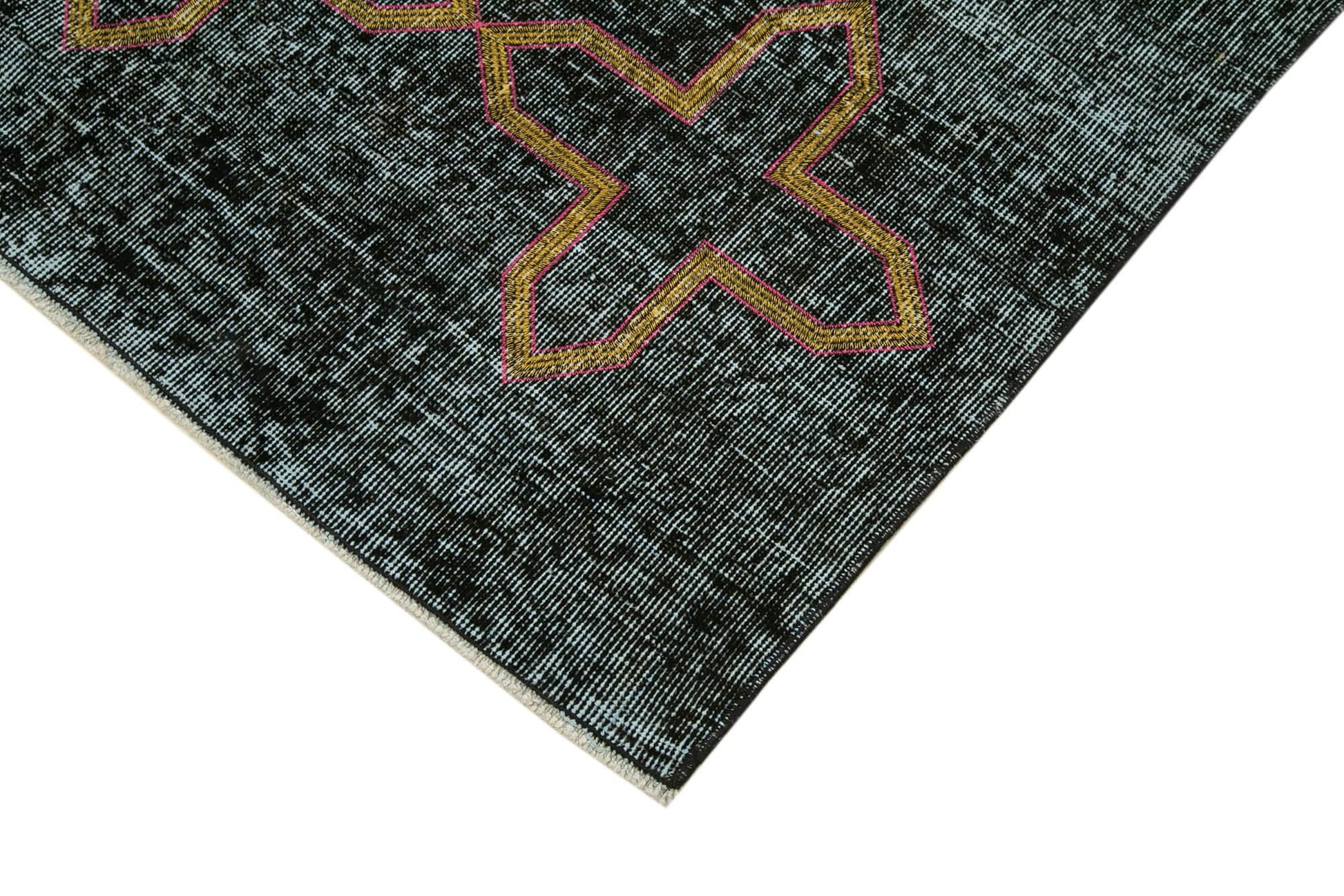 Geometric Carpet Siyah Geometrik Pamuk Yün El Dokuma Halısı 130x224 Agacan