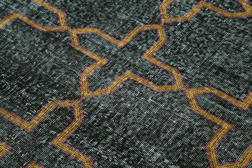 Geometric Carpet Siyah Geometrik Pamuk Yün El Dokuma Halısı 130x224 Agacan