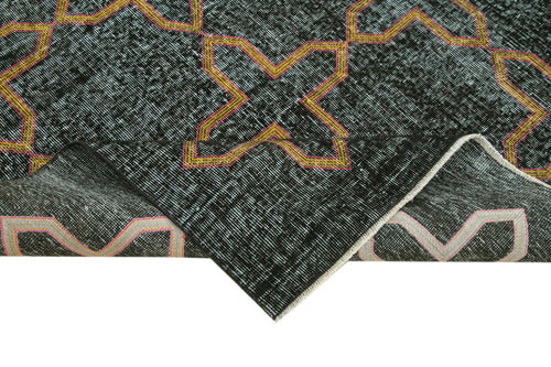Geometric Carpet Siyah Geometrik Pamuk Yün El Dokuma Halısı 130x224 Agacan