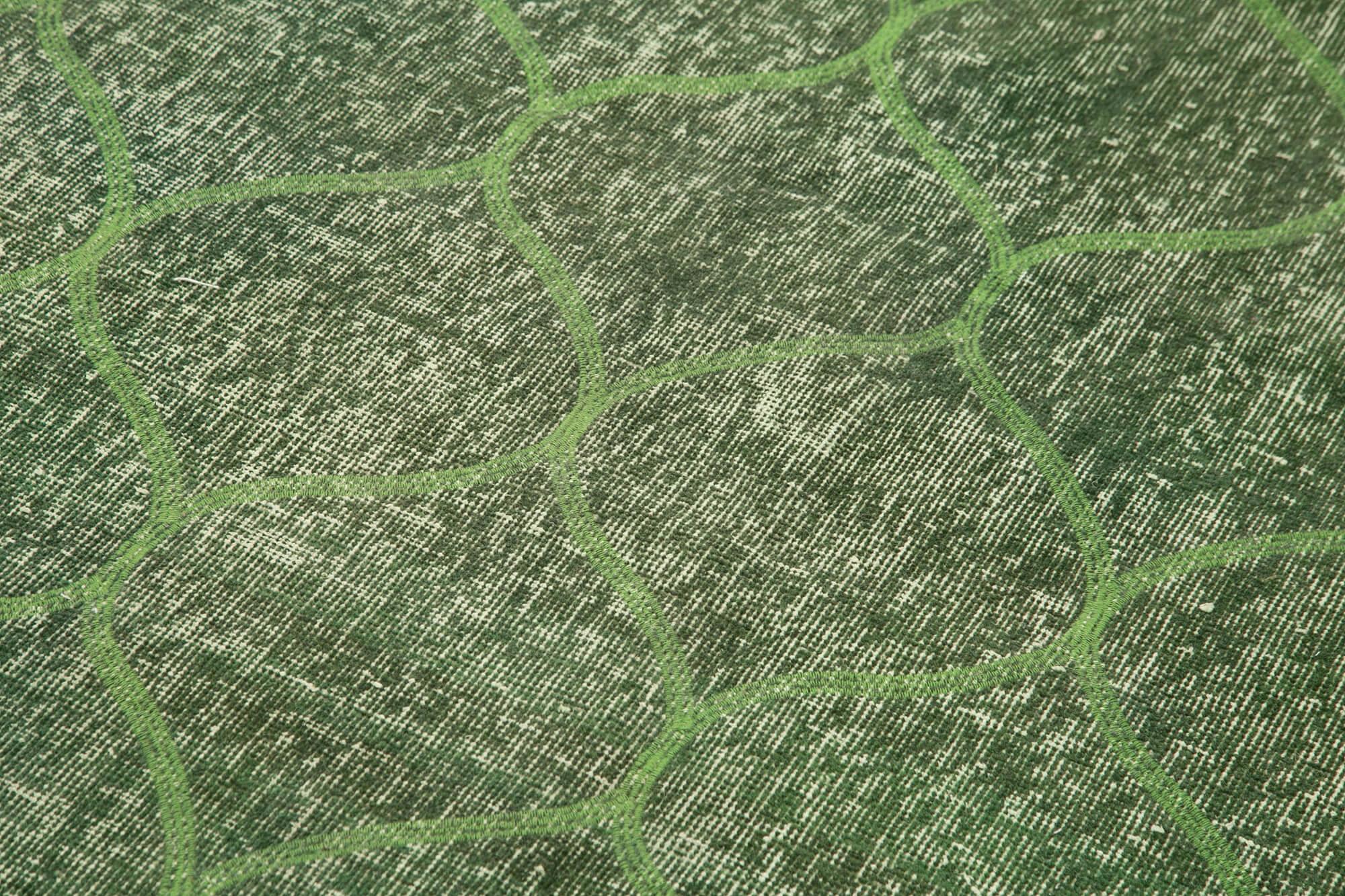 Geometric Carpet Yeşil Geometrik Pamuk Yün El Dokuma Halısı 128x216 Agacan