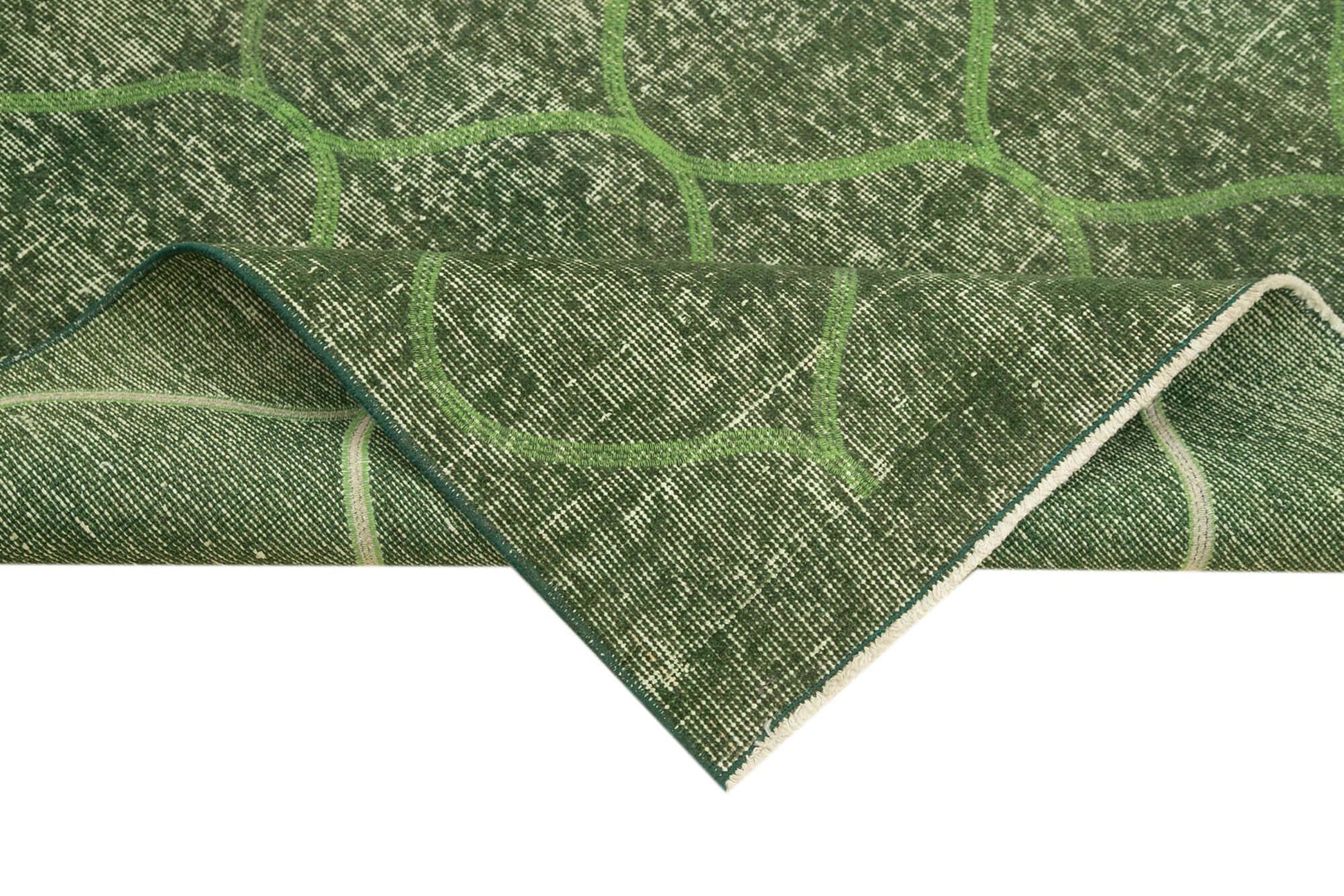 Geometric Carpet Yeşil Geometrik Pamuk Yün El Dokuma Halısı 128x216 Agacan