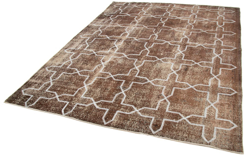 Geometric Carpet Kahverengi Geometrik Pamuk Yün El Dokuma Halısı 205x282 Agacan