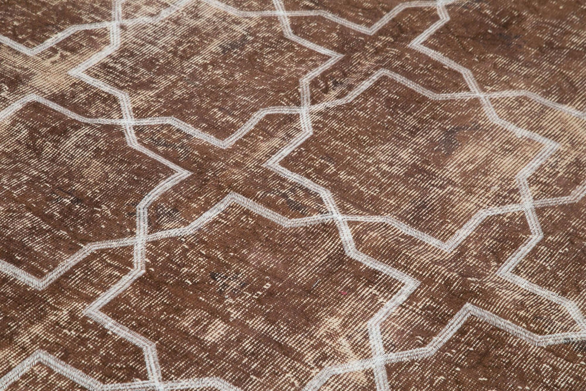 Geometric Carpet Kahverengi Geometrik Pamuk Yün El Dokuma Halısı 205x282 Agacan