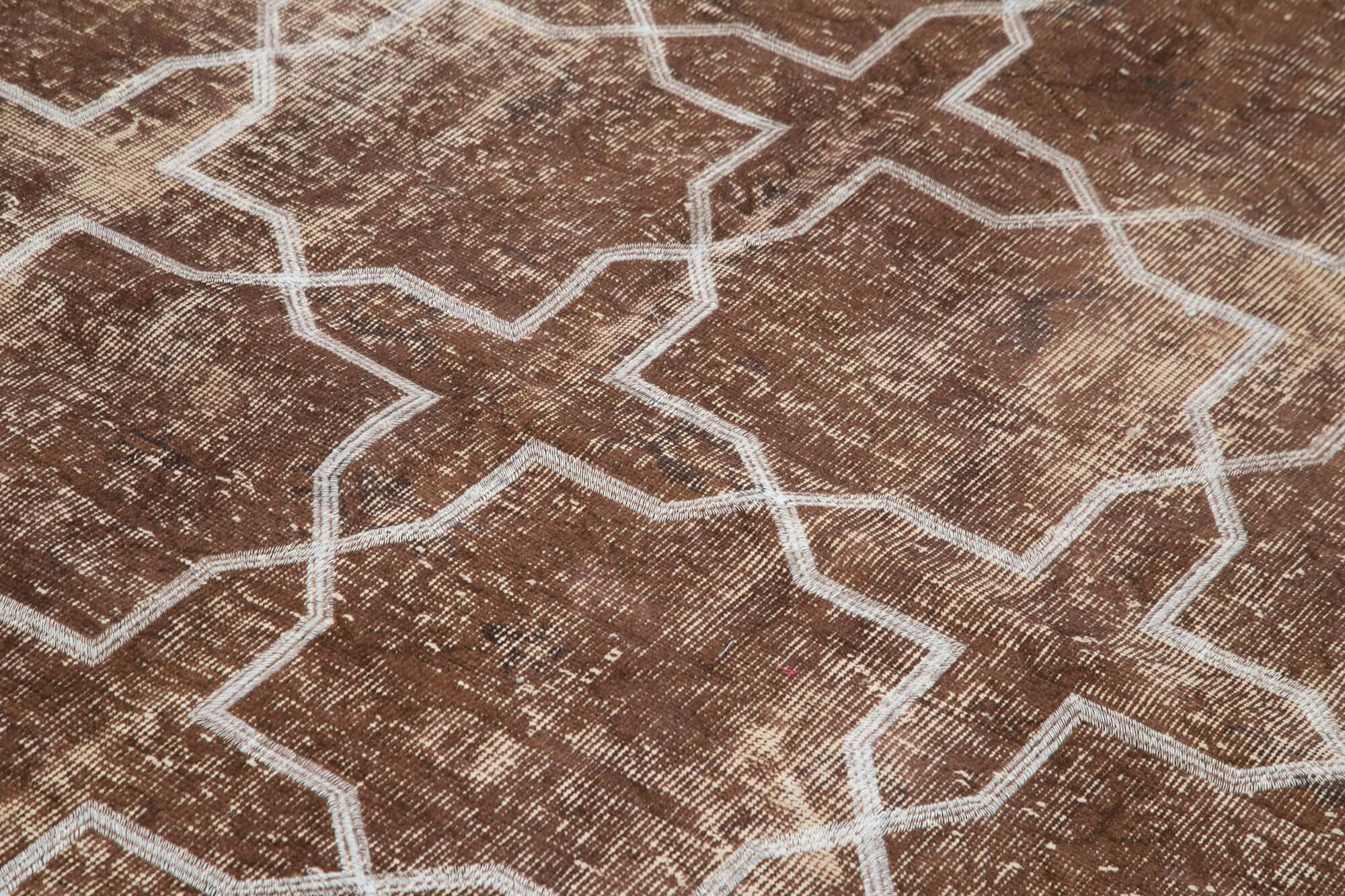 Geometric Carpet Kahverengi Geometrik Pamuk Yün El Dokuma Halısı 205x282 Agacan