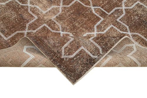Geometric Carpet Kahverengi Geometrik Pamuk Yün El Dokuma Halısı 205x282 Agacan