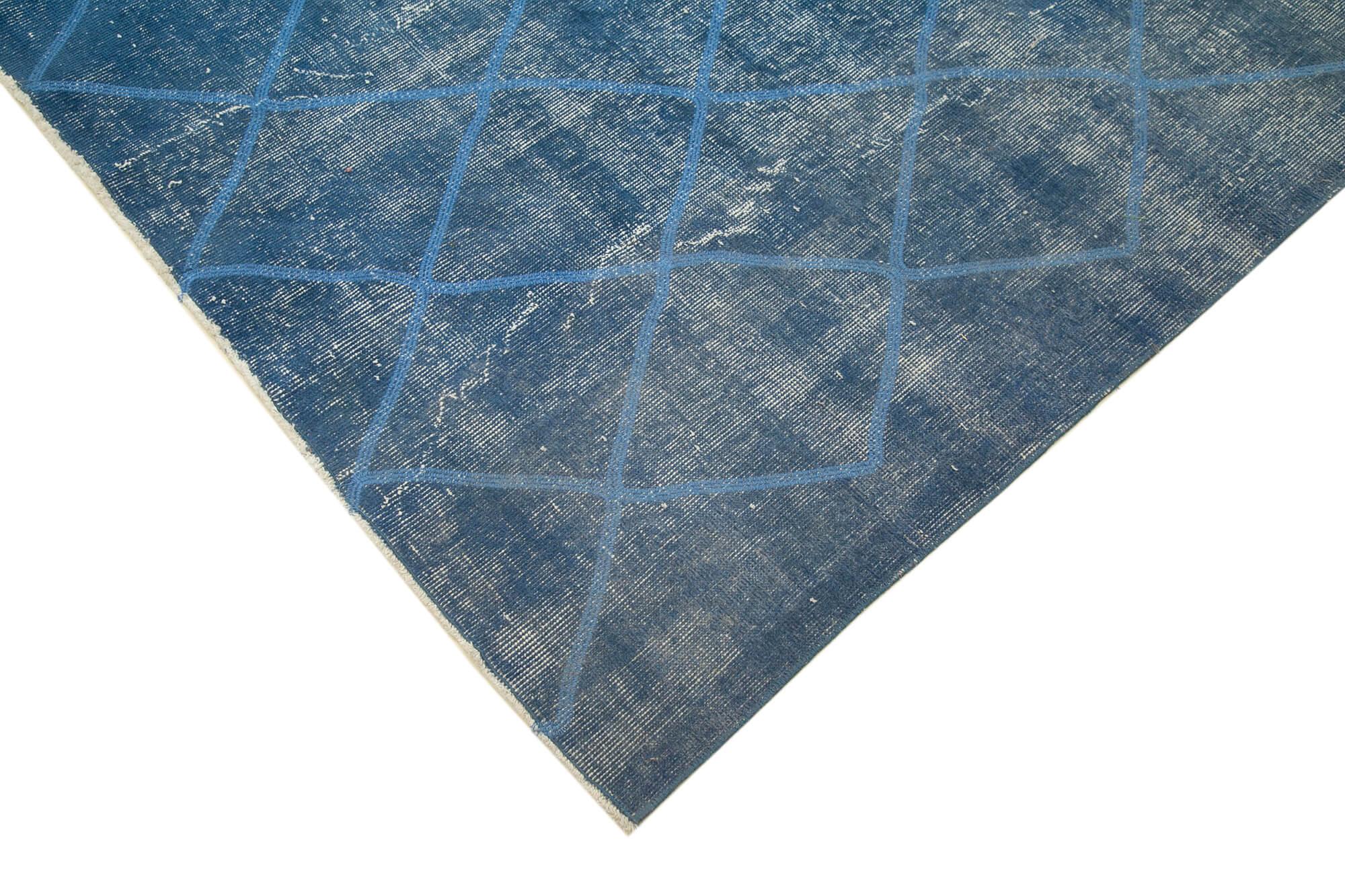 Geometric Carpet Mavi Geometrik Pamuk Yün El Dokuma Halısı 267x381 Agacan