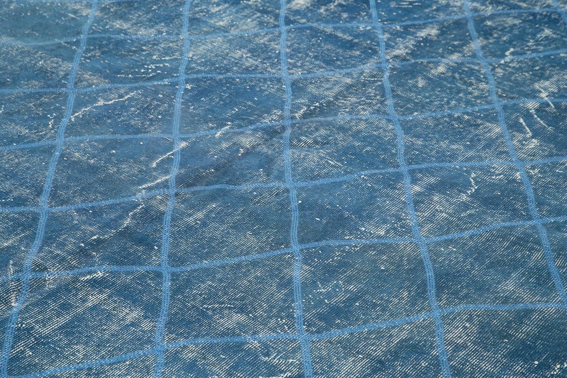 Geometric Carpet Mavi Geometrik Pamuk Yün El Dokuma Halısı 267x381 Agacan