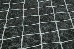 Geometric Carpet Siyah Geometrik Pamuk Yün El Dokuma Halısı 310x407 Agacan