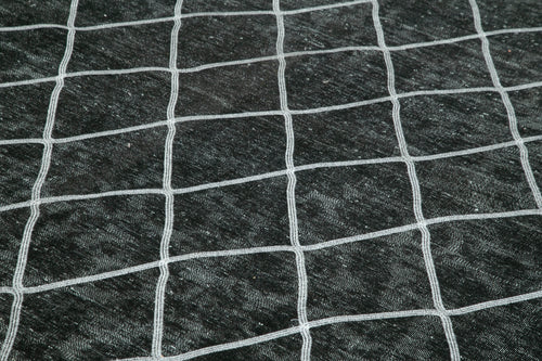 Geometric Carpet Siyah Geometrik Pamuk Yün El Dokuma Halısı 310x407 Agacan