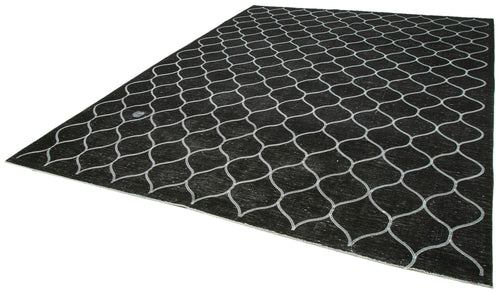 Geometric Carpet Siyah Geometrik Pamuk Yün El Dokuma Halısı 293x387 Agacan