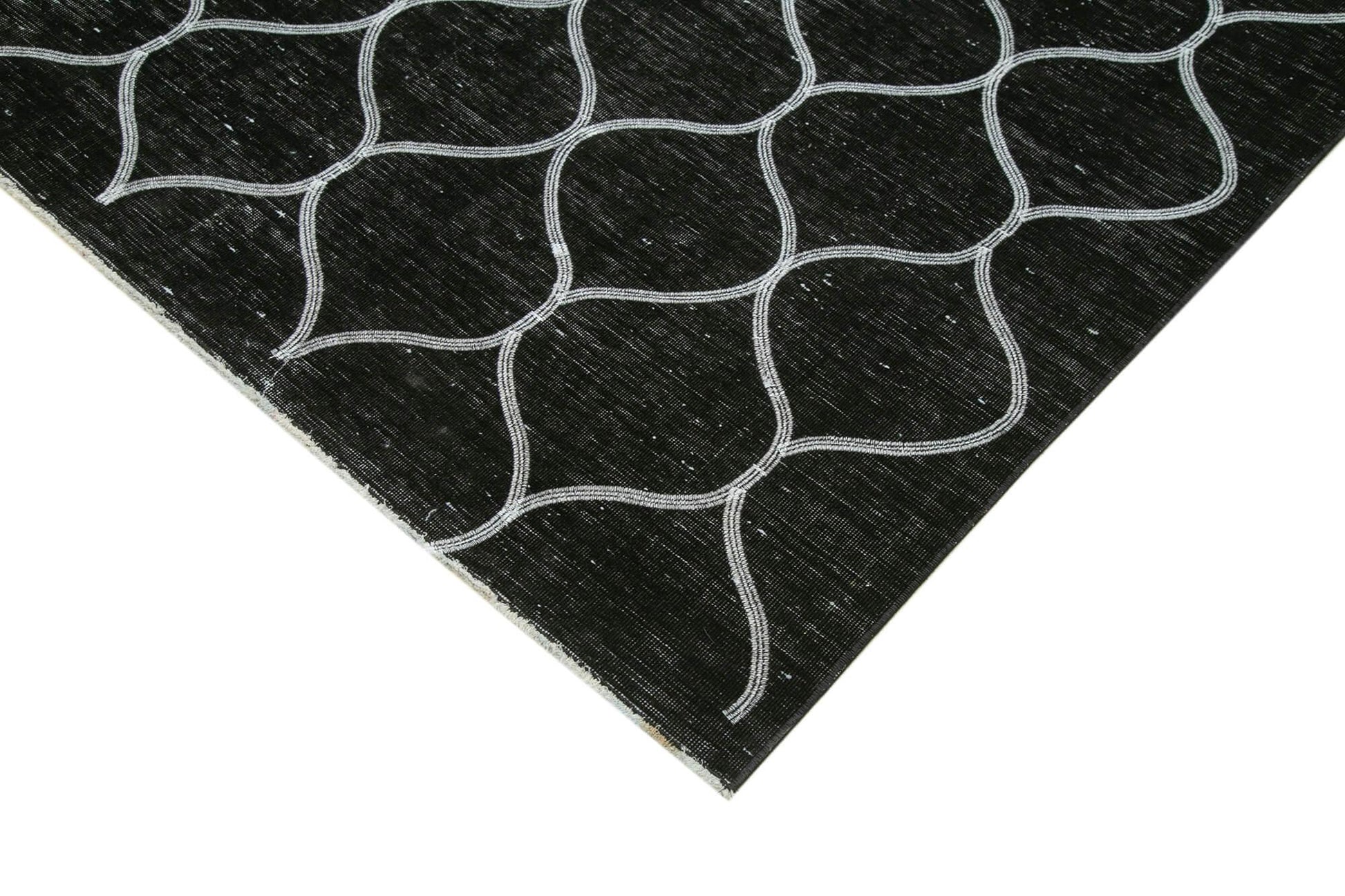 Geometric Carpet Siyah Geometrik Pamuk Yün El Dokuma Halısı 293x387 Agacan