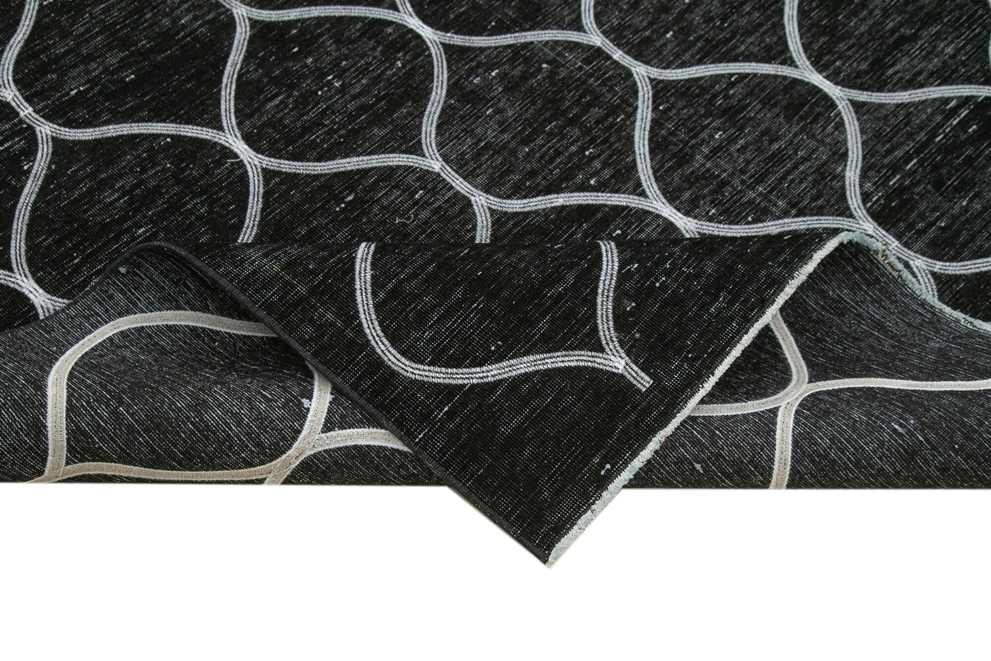 Geometric Carpet Siyah Geometrik Pamuk Yün El Dokuma Halısı 293x387 Agacan