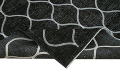 Geometric Carpet Siyah Geometrik Pamuk Yün El Dokuma Halısı 293x387 Agacan