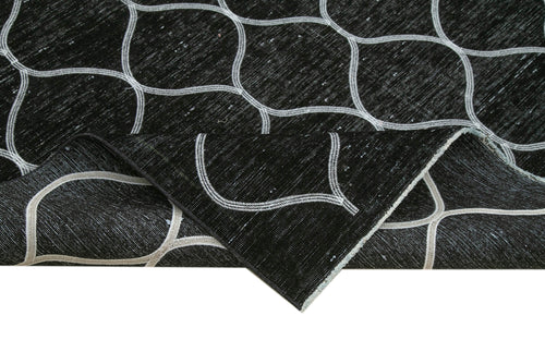 Geometric Carpet Siyah Geometrik Pamuk Yün El Dokuma Halısı 293x387 Agacan