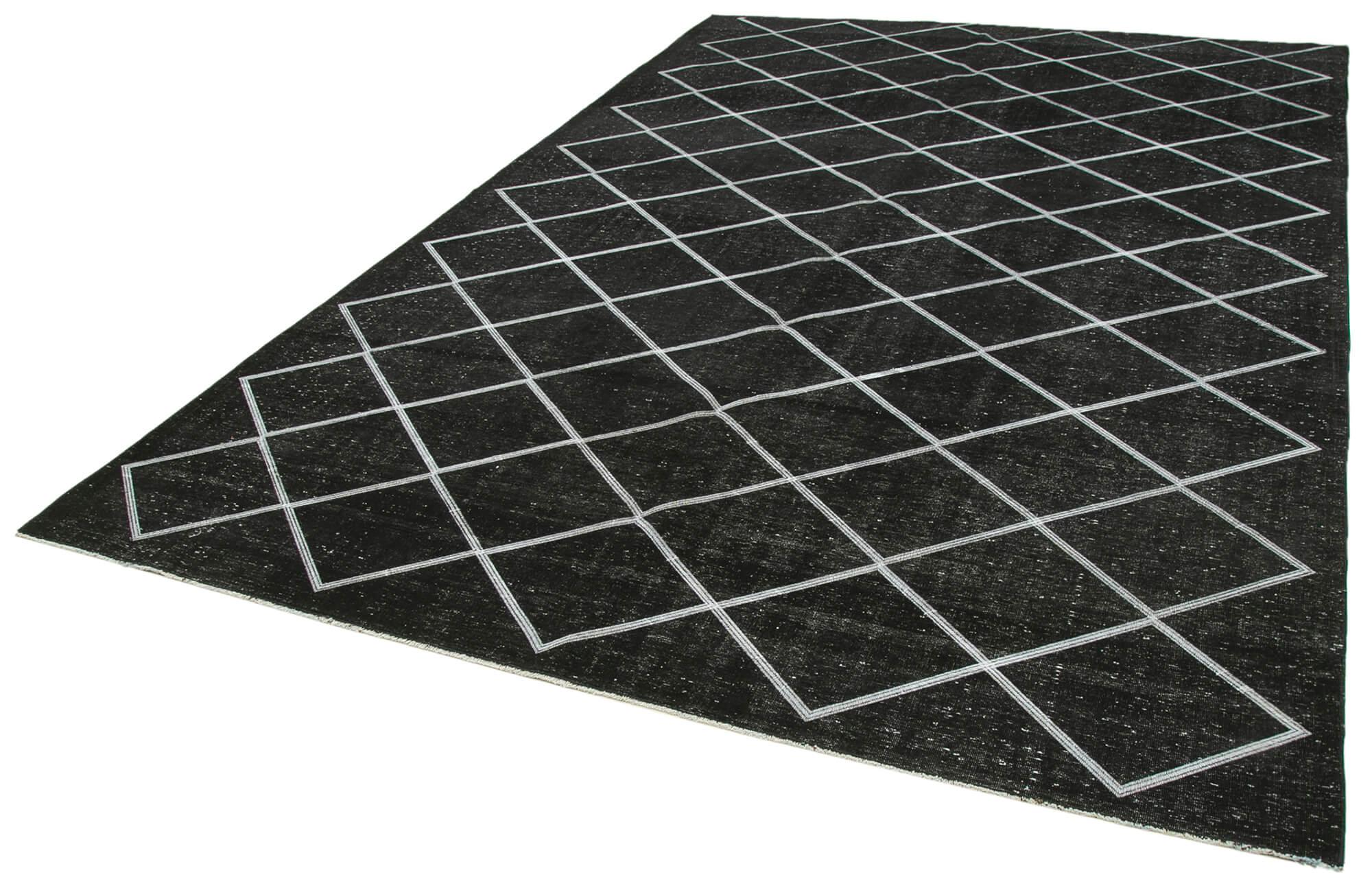 Geometric Carpet Siyah Geometrik Pamuk Yün El Dokuma Halısı 256x387 Agacan