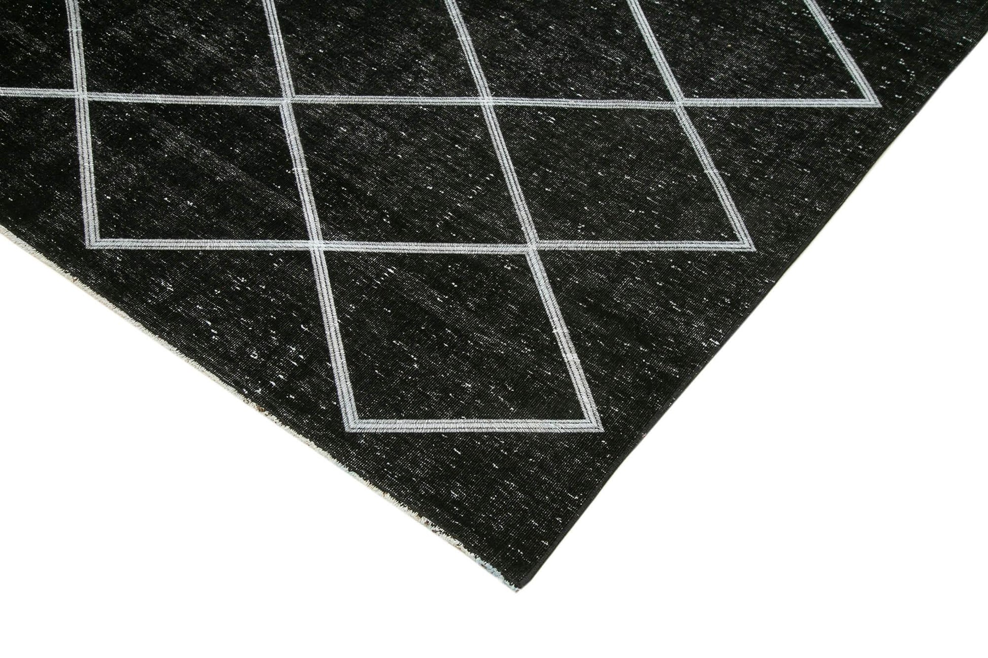 Geometric Carpet Siyah Geometrik Pamuk Yün El Dokuma Halısı 256x387 Agacan
