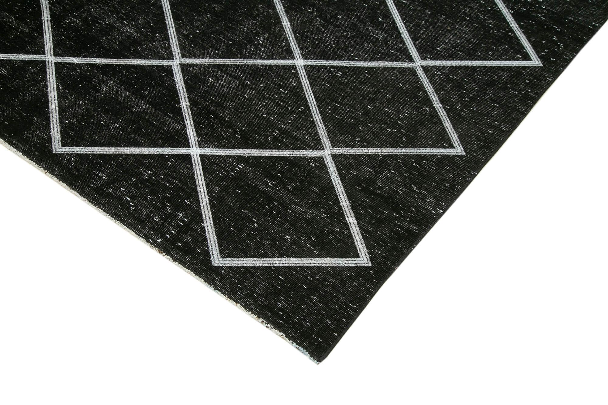 Geometric Carpet Siyah Geometrik Pamuk Yün El Dokuma Halısı 256x387 Agacan