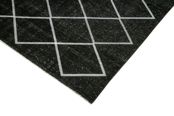 Geometric Carpet Siyah Geometrik Pamuk Yün El Dokuma Halısı 256x387 Agacan