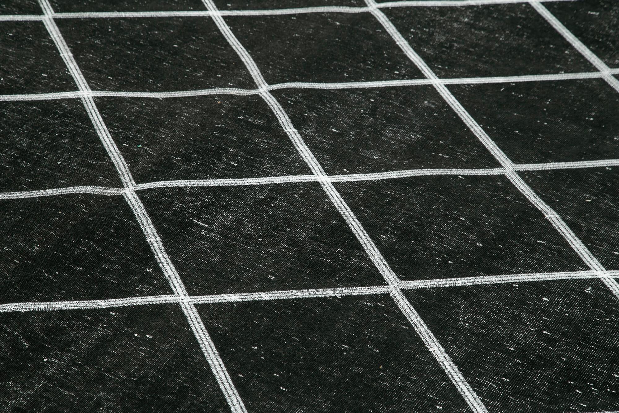 Geometric Carpet Siyah Geometrik Pamuk Yün El Dokuma Halısı 256x387 Agacan