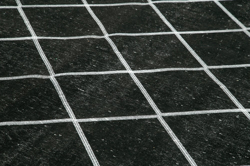 Geometric Carpet Siyah Geometrik Pamuk Yün El Dokuma Halısı 256x387 Agacan