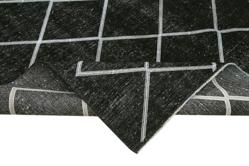 Geometric Carpet Siyah Geometrik Pamuk Yün El Dokuma Halısı 256x387 Agacan