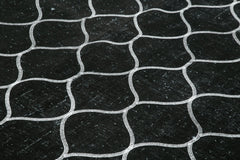 Geometric Carpet Siyah Geometrik Pamuk Yün El Dokuma Halısı 301x398 Agacan