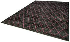 Geometric Carpet Siyah Geometrik Pamuk Yün El Dokuma Halısı 293x390 Agacan