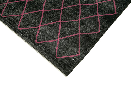 Geometric Carpet Siyah Geometrik Pamuk Yün El Dokuma Halısı 293x390 Agacan