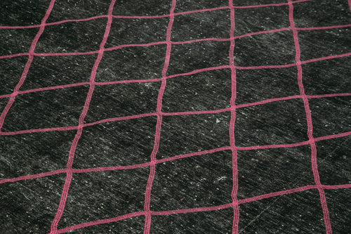 Geometric Carpet Siyah Geometrik Pamuk Yün El Dokuma Halısı 293x390 Agacan
