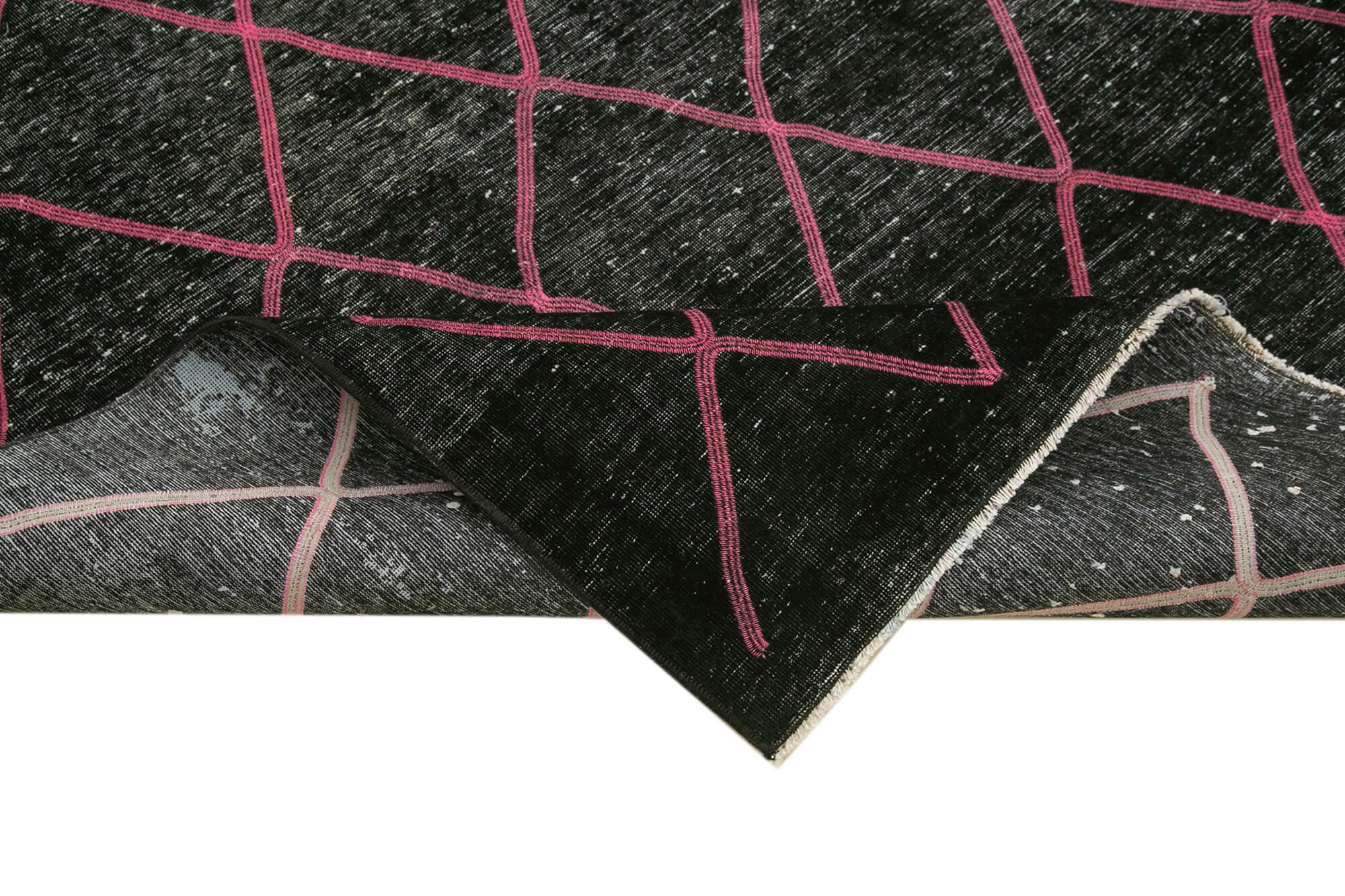 Geometric Carpet Siyah Geometrik Pamuk Yün El Dokuma Halısı 293x390 Agacan