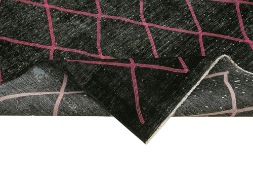 Geometric Carpet Siyah Geometrik Pamuk Yün El Dokuma Halısı 293x390 Agacan