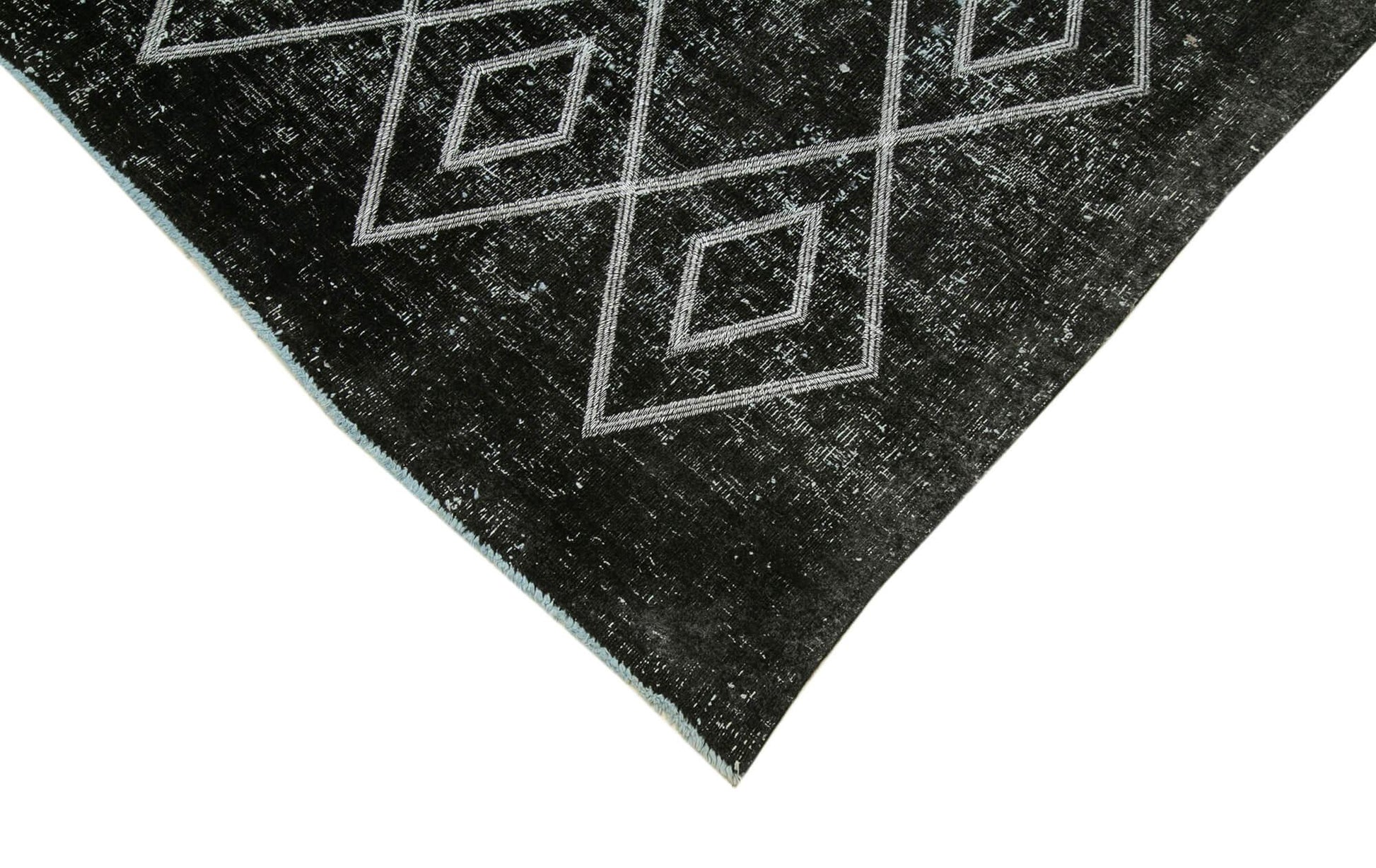 Geometric Carpet Siyah Geometrik Pamuk Yün El Dokuma Halısı 240x299 Agacan