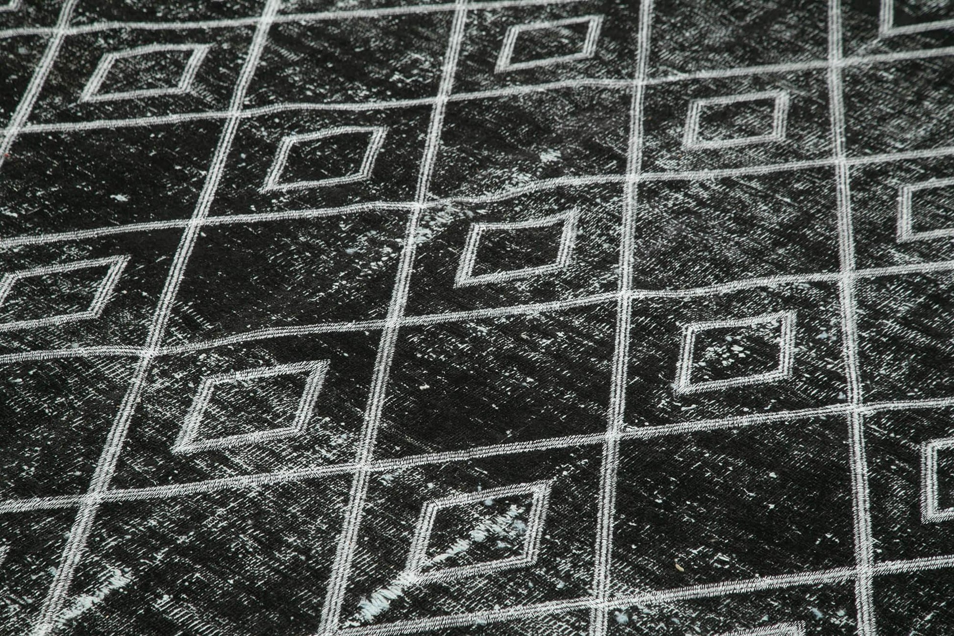Geometric Carpet Siyah Geometrik Pamuk Yün El Dokuma Halısı 240x299 Agacan