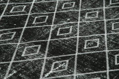 Geometric Carpet Siyah Geometrik Pamuk Yün El Dokuma Halısı 240x299 Agacan