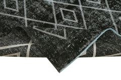 Geometric Carpet Siyah Geometrik Pamuk Yün El Dokuma Halısı 240x299 Agacan