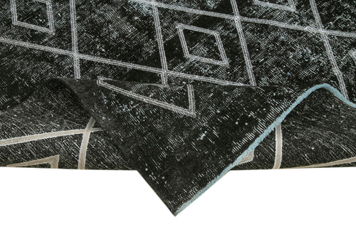 Geometric Carpet Siyah Geometrik Pamuk Yün El Dokuma Halısı 240x299 Agacan