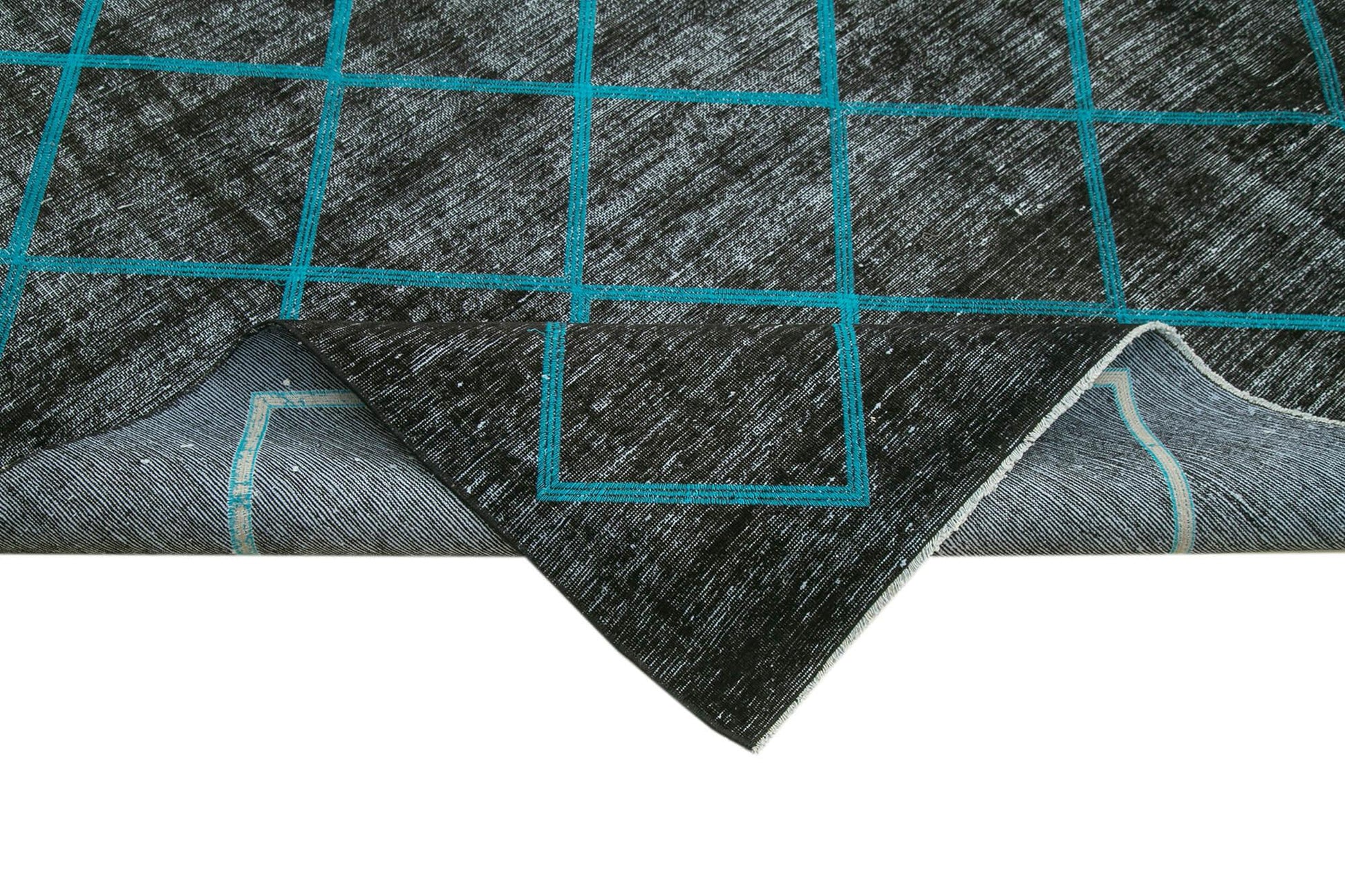 Geometric Carpet Siyah Geometrik Pamuk Yün El Dokuma Halısı 297x415 Agacan