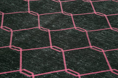 Geometric Carpet Siyah Geometrik Pamuk Yün El Dokuma Halısı 300x462 Agacan