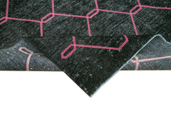 Geometric Carpet Siyah Geometrik Pamuk Yün El Dokuma Halısı 300x462 Agacan