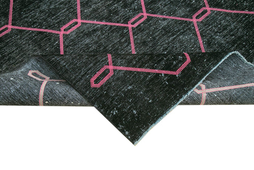 Geometric Carpet Siyah Geometrik Pamuk Yün El Dokuma Halısı 300x462 Agacan