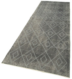 Geometric Carpet Gri Geometrik Pamuk Yün El Dokuma Halısı 107x328 Agacan