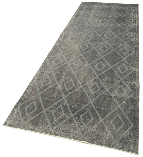 Geometric Carpet Gri Geometrik Pamuk Yün El Dokuma Halısı 107x328 Agacan