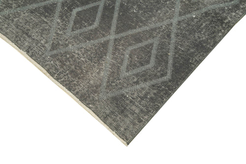 Geometric Carpet Gri Geometrik Pamuk Yün El Dokuma Halısı 107x328 Agacan