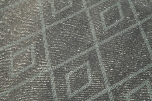 Geometric Carpet Gri Geometrik Pamuk Yün El Dokuma Halısı 107x328 Agacan