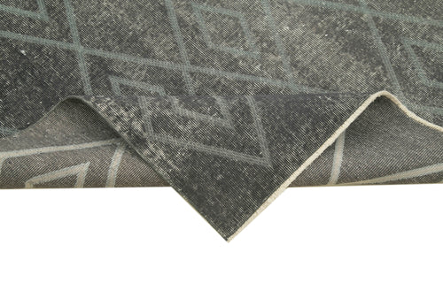 Geometric Carpet Gri Geometrik Pamuk Yün El Dokuma Halısı 107x328 Agacan