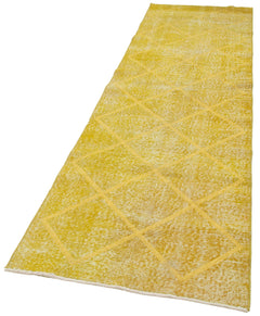 Geometric Carpet Sarı Geometrik Pamuk Yün El Dokuma Halısı 85x293 Agacan